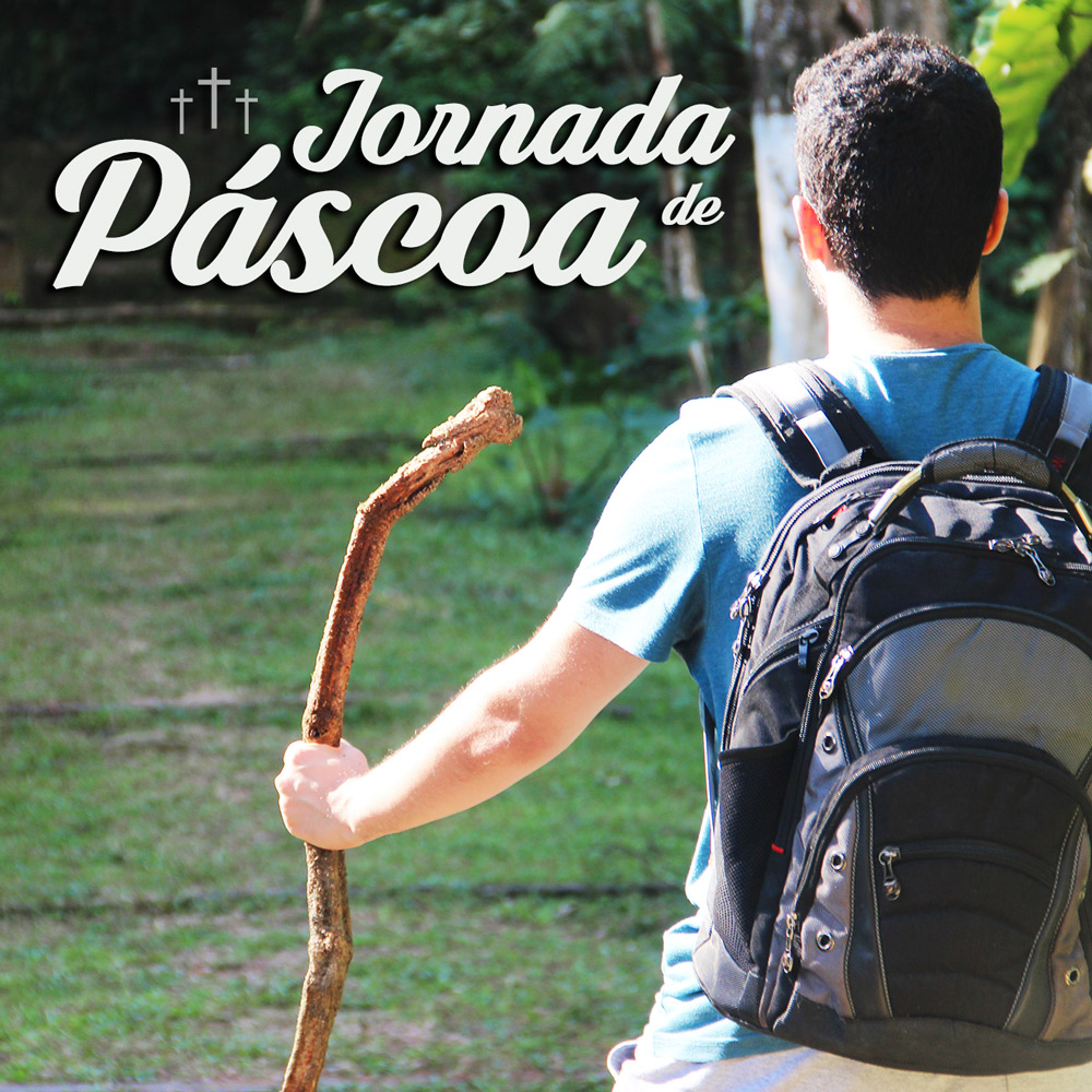 jornada de páscoa homem mochila cajado trilha